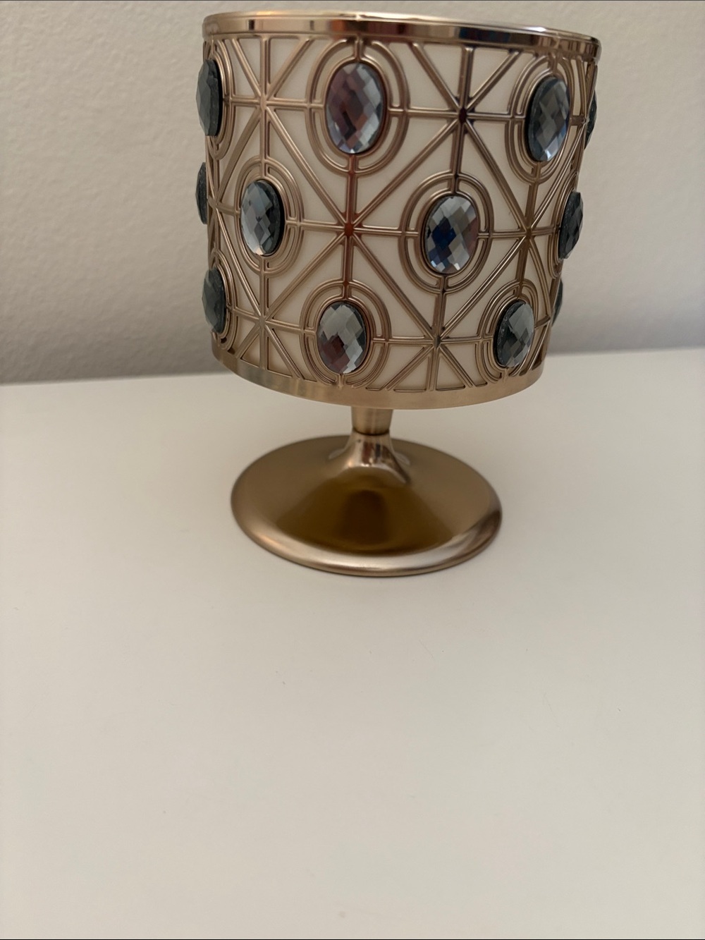 Bath & Body Works brass-gold candle holder with stunning crystal accents! - Picture 4 of 14
